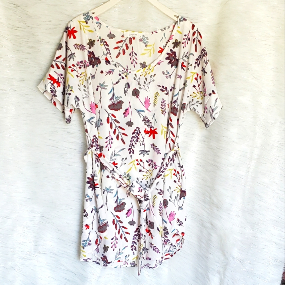 Jessy B Floral Blouse with Belt Size S